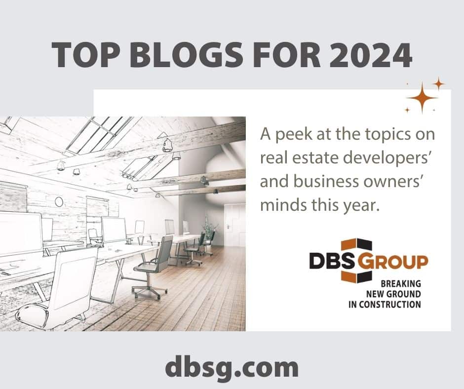 top development and construction blogs with image going from blueprints o the left to finished workspace on the right